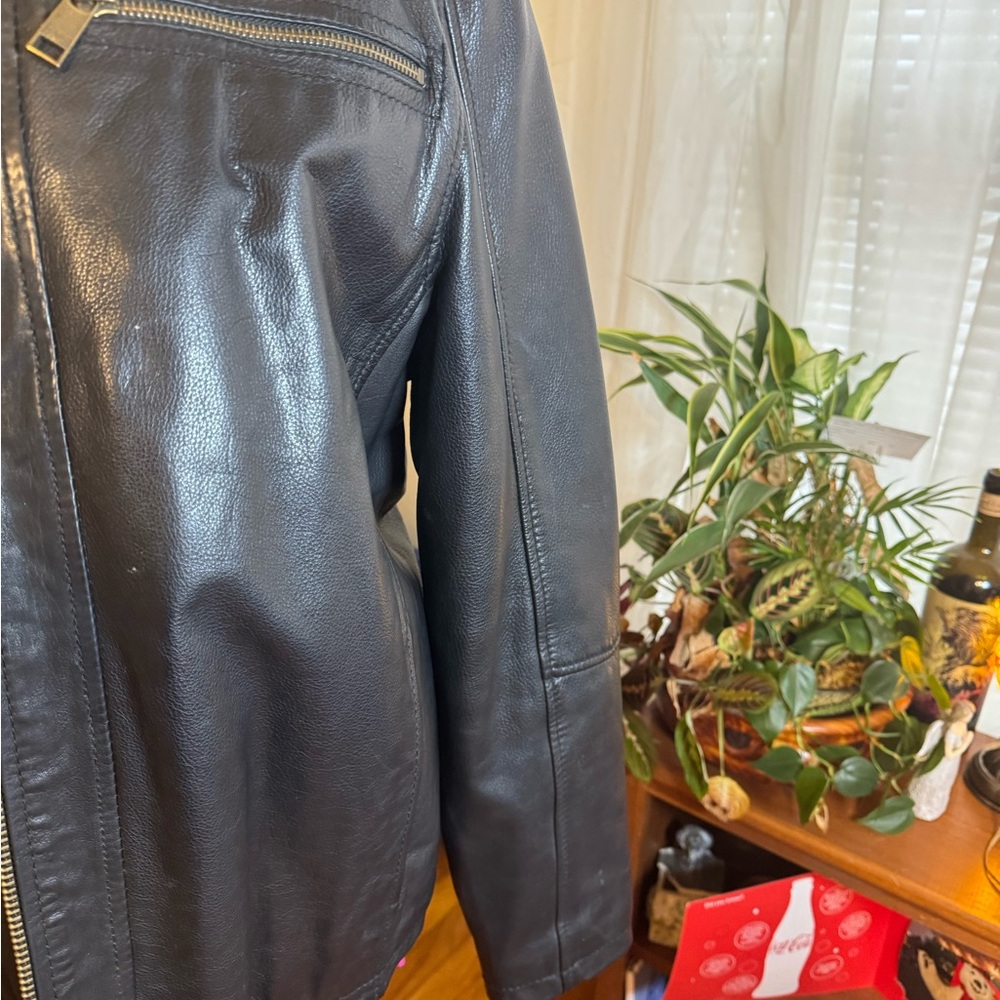 Men’s black leather jacket Marc New York Large